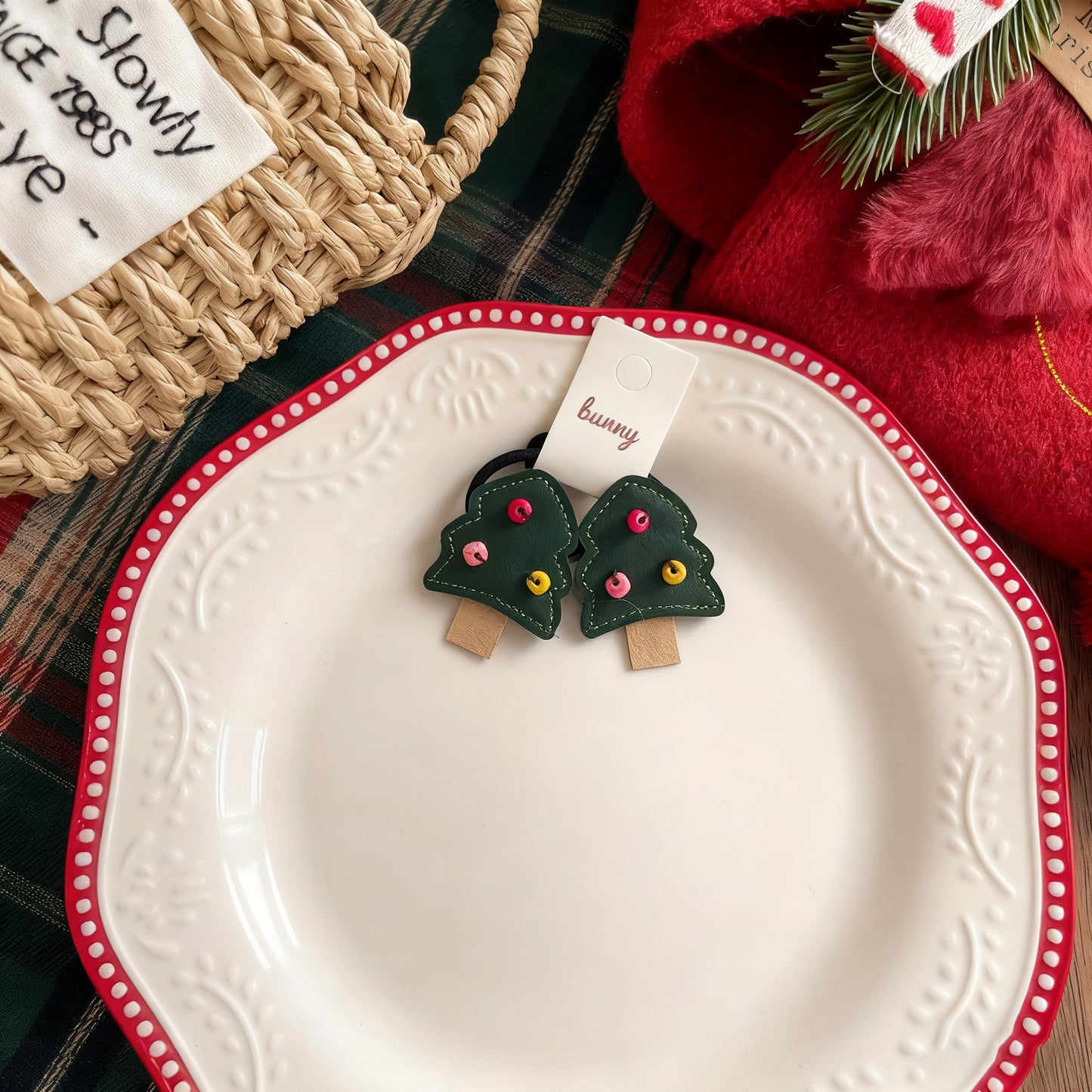 Christmas Leather Hair Clips and Hair Ties for Girls, Gingerbread Man & Snowman Baby Hair Accessories