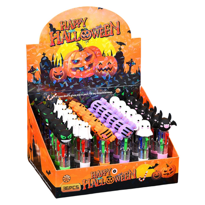 Halloween Mini 4-Color Retractable Ballpoint Spooky Character Pens 36-Piece Display Box