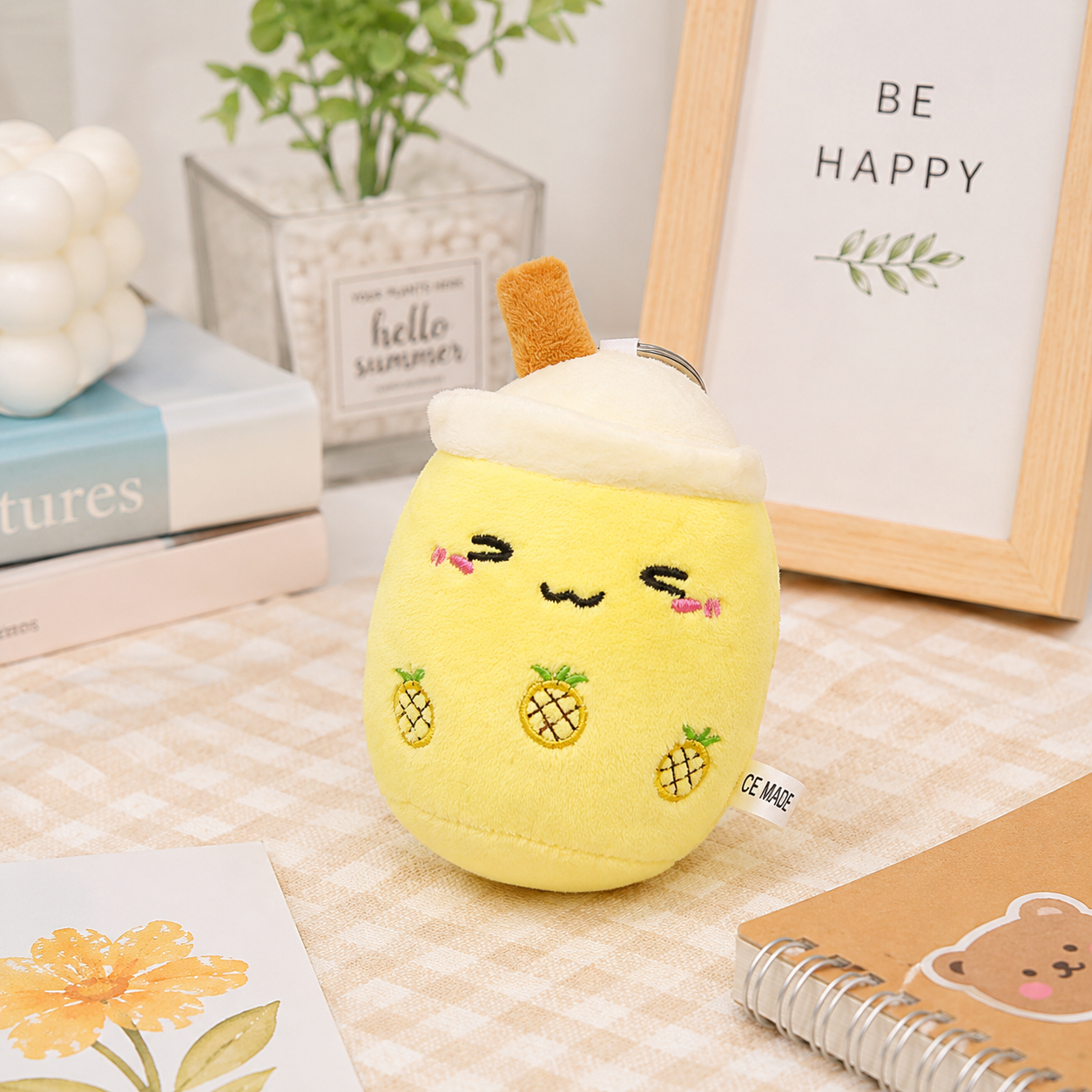 Cute Boba Tea Plush Keychain – Kawaii Bubble Tea Bag Charm & Soft Plush Pendant
