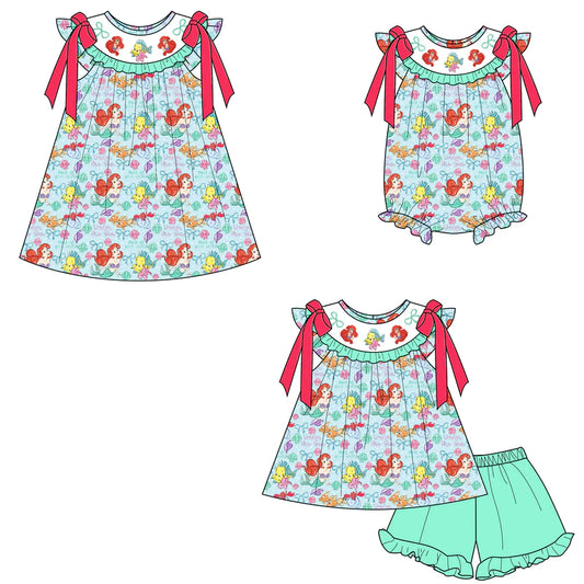 Summer Girls Mermaid Smocked Embroidery Set Collection