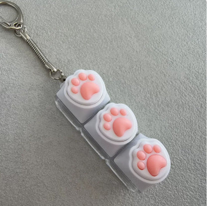 Silicone Cat Paw Keycap Stress Relief Keychain Keyboard-Style Pendant Charm