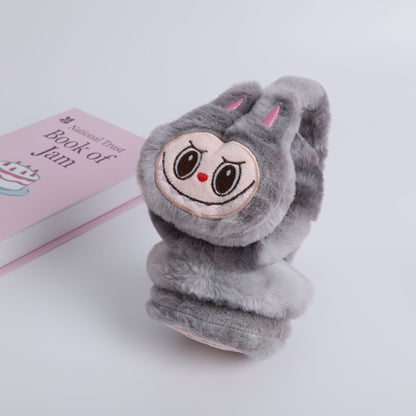 Winter Labubu Tie Dyed Fuzzy Ear Muffs Warm Plush Earmuffs  Cozy Frost-Proof Ear Warmers