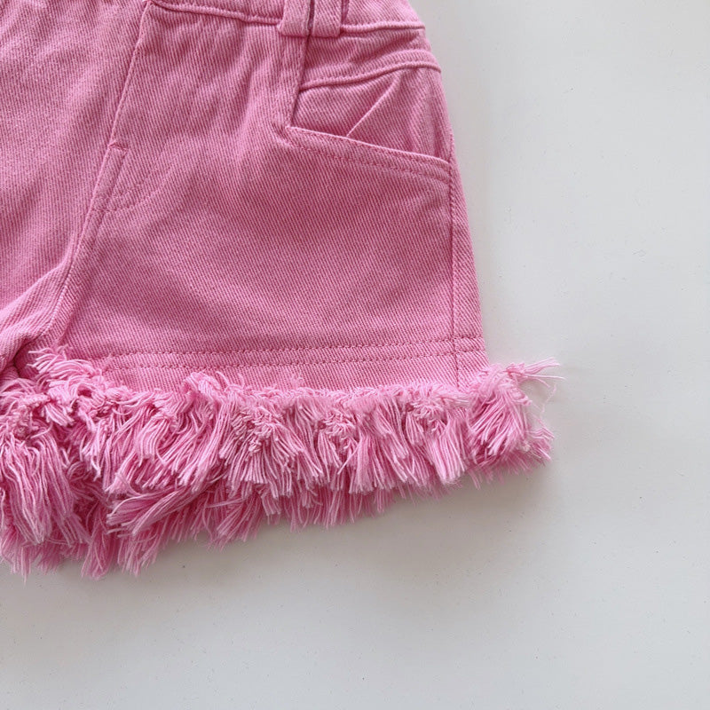 Girls Summer Shorts Loose Frayed Denim Casual Boho Style