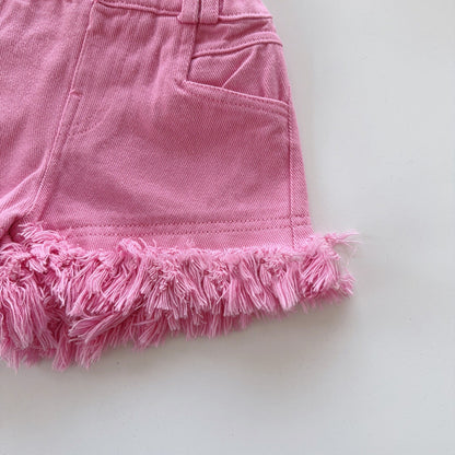 Girls Summer Shorts Loose Frayed Denim Casual Boho Style