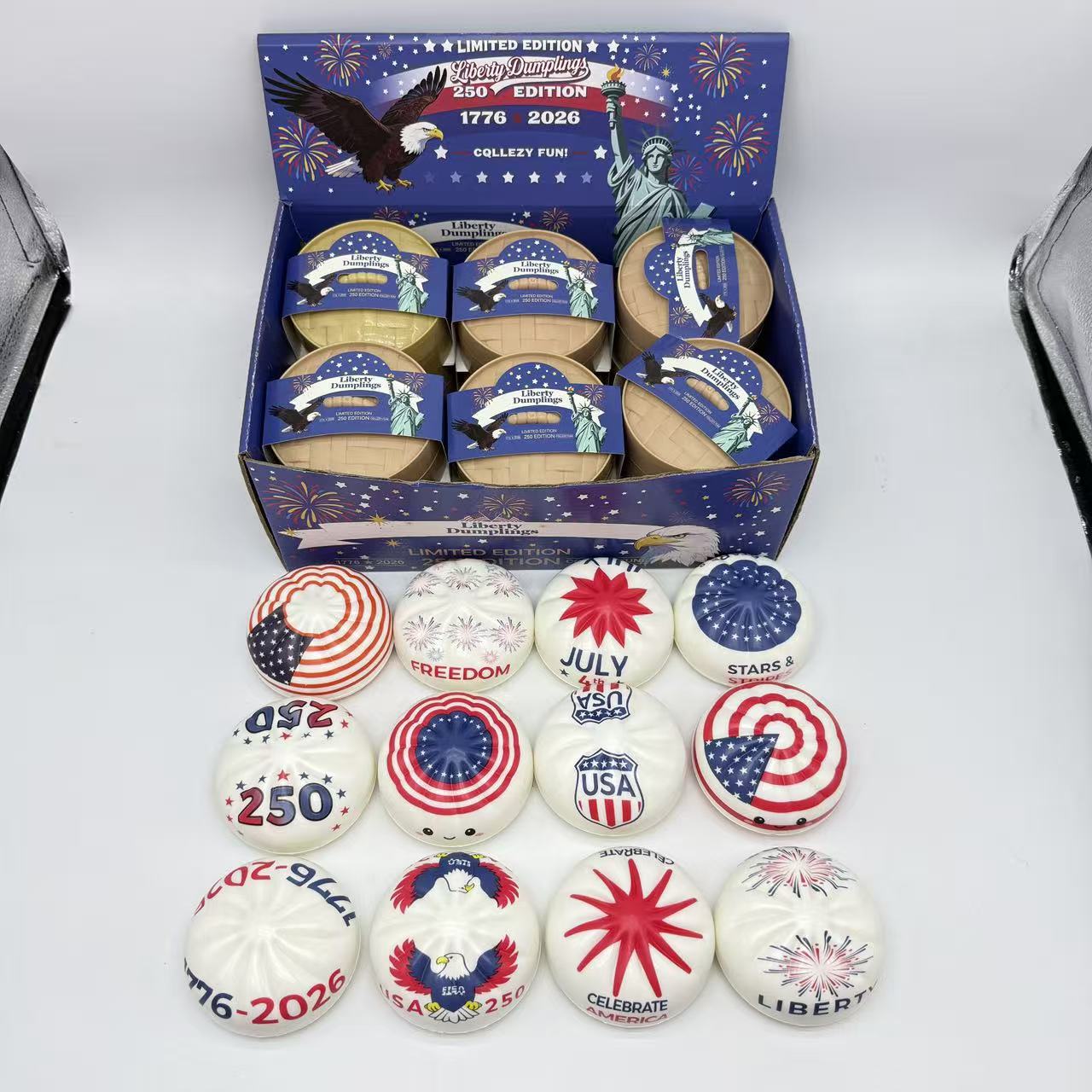 4th of July Mystery Squishy Dumpling Realistic Steamed Bun Stress Relief Squeeze Toy