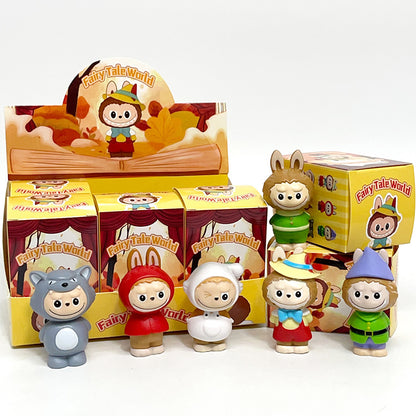 Labubu Yoga Flocked Vinyl Figure Collectible Toy Blind Box Surprise Trendy Desk Decor 6Pcs