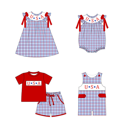 USA Smocked Independence Day July 4th Kids Collection – Embroidered Patriotic Outfits