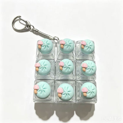 Mini Dumpling Fidget Charm Keychain Cute 3x3 Pop Fun Stress Relief Accessory