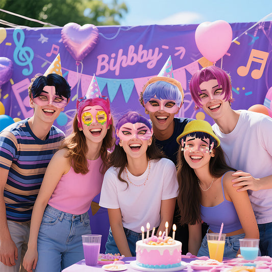 K-Pop Demon Hunters Party Photo Props Paper Half Face Masks for Makeup Party, Cosplay & Fun Group Events