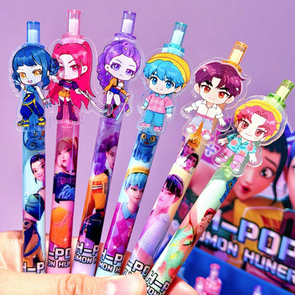 K-Pop Demon Hunters Acrylic Clip Ballpoint Pen Retractable Student Office Stationery