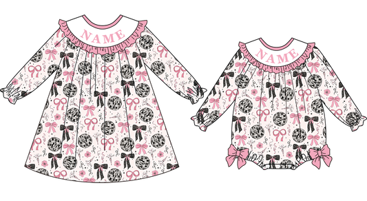 2026 New Year Kids Custom Name Bow Embroidery Smock Outfits