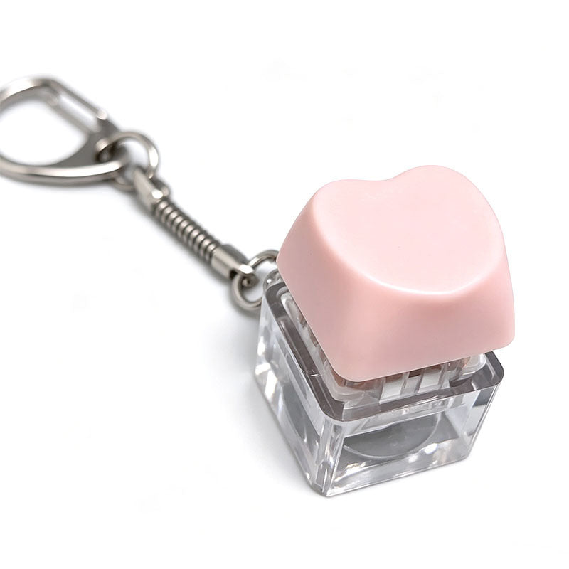Heart Keycap Fidget Keychain Single & Double Key Clicker Keyboard Stress Relief Bag Charm
