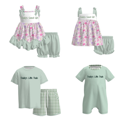 Father's Day “DADDY'S LITTLE DUDE” Embroidered Kids Summer Outfit Set Collection
