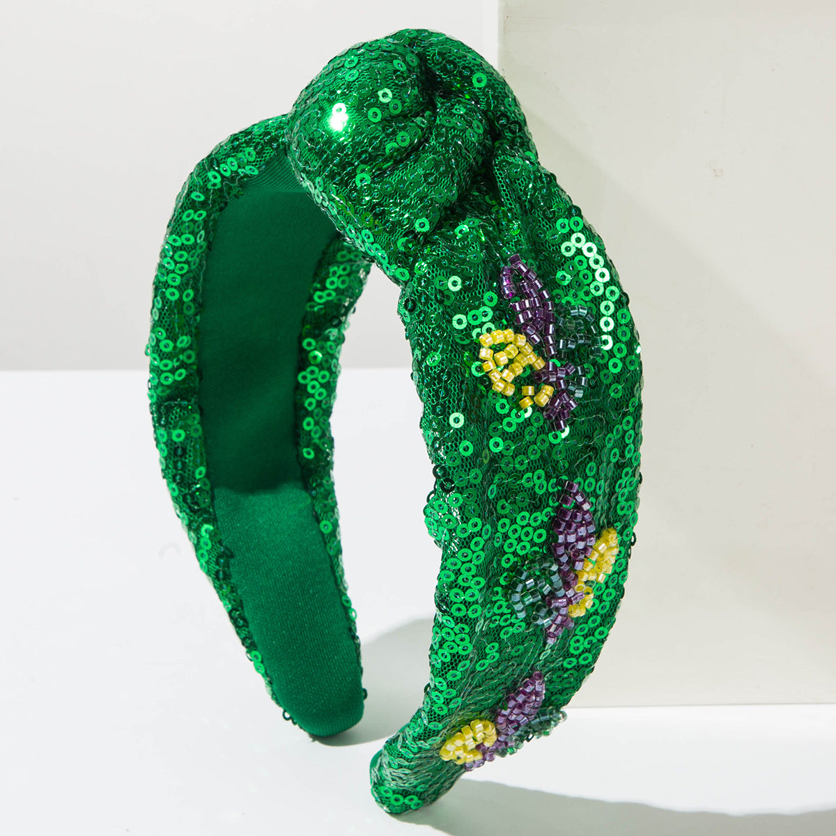 Mardi Gras Carnival Sequin Headband – Solid Color Fabric Sparkly Party Hair Accessory