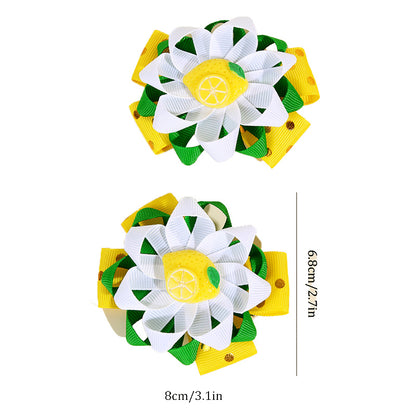 Summer Fruit Bow Hair Clips Kids Ribbon Headbands For Girls