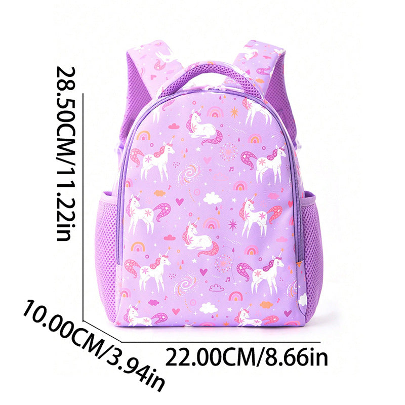 Rainbow Unicorn Print Kids Backpack Lightweight Casual Elementary School Bag
