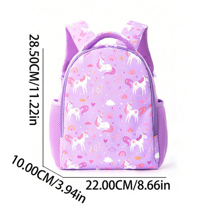 Rainbow Unicorn Print Kids Backpack Lightweight Casual Elementary School Bag