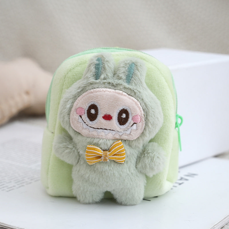 Plush Labubu Mini Backpack Coin Purse & Earphone Case – Cute Bag Charm Keychain