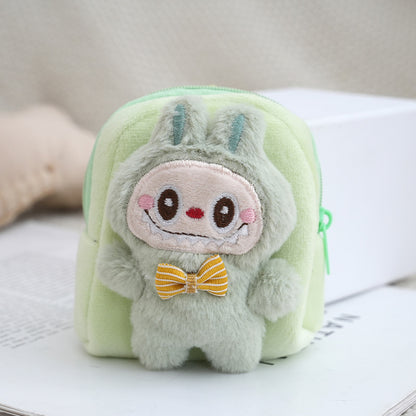 Plush Labubu Mini Backpack Coin Purse & Earphone Case – Cute Bag Charm Keychain