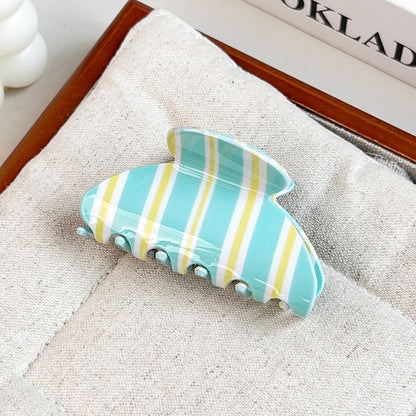 Colorful Pastel Striped Hair Claw Clip  for Women, Everyday Hair Accessory
