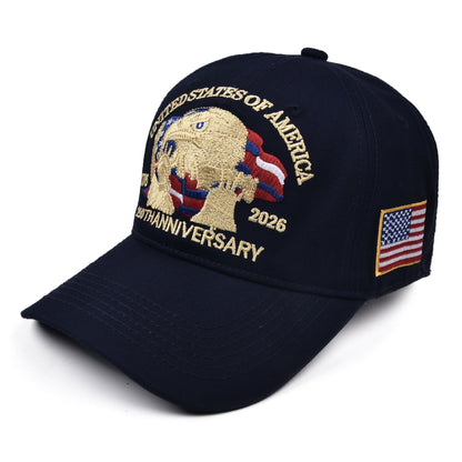 USA 250th Anniversary Embroidered Washed Baseball Cap Vintage Distressed Sun Hat