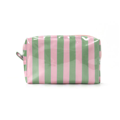 Waterproof Clear Striped Striped Makeup Pouch Travel Toiletry Bag