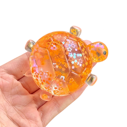 Glitter Turtle Squishy Stress Relief Toy with Taffy-Like Texture