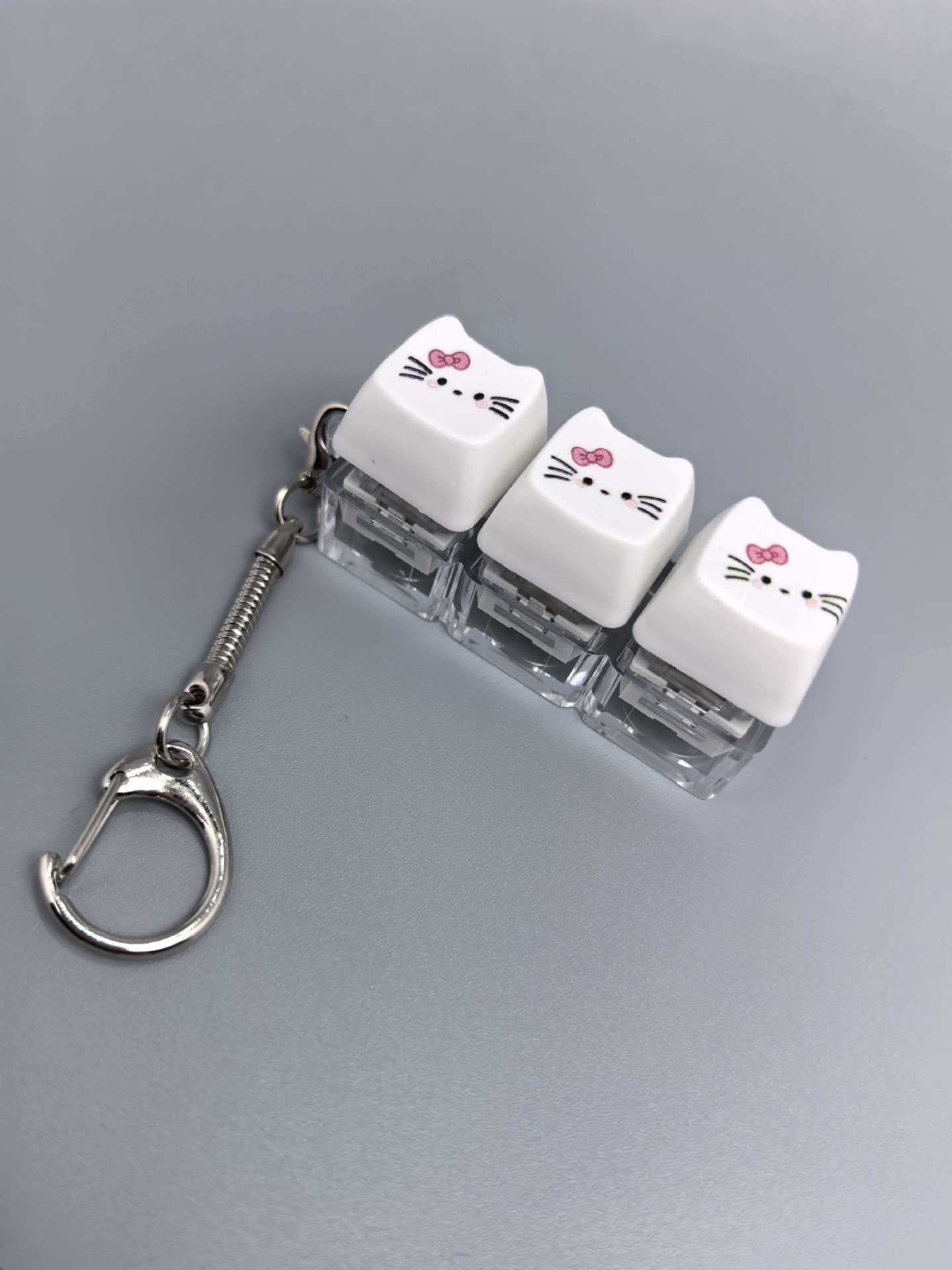 Cat Keycap Fidget Keychain Keyboard Key Popper Stress Relief Toy, Fun Desk Accessory & Gift