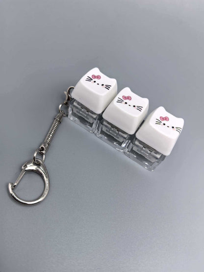 Cat Keycap Fidget Keychain Keyboard Key Popper Stress Relief Toy, Fun Desk Accessory & Gift