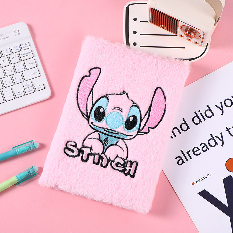 Cat Embroidery Plush Notebook Candy Color Diary for Kids Students & Office Notes