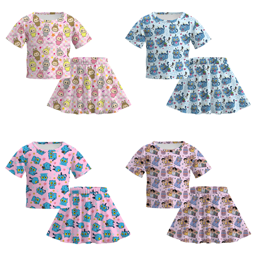 Girls Cartoon Cute Fall Skirt Set
