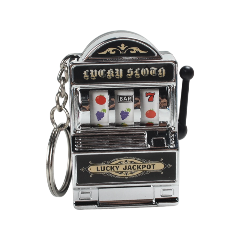 Retro Electroplated Slot Machine Keychain Fidget – Lucky Jackpot Fruit Game Toy