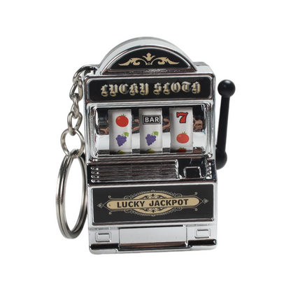 Retro Electroplated Slot Machine Keychain Fidget – Lucky Jackpot Fruit Game Toy
