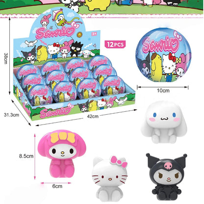 Cartoon Blind Capsule Toy Box Set of 12, Surprise Collectible Figures & Keychains