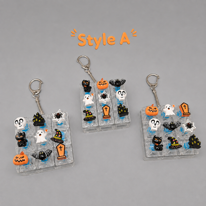 Halloween Fidget Keycap Pressing Stress Relief Keychain with Cute Holiday Charms