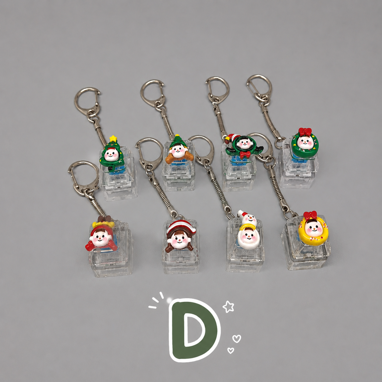 Christmas Fidget 1-Key Pressing Stress Relief Keychain with Cute Holiday Charms