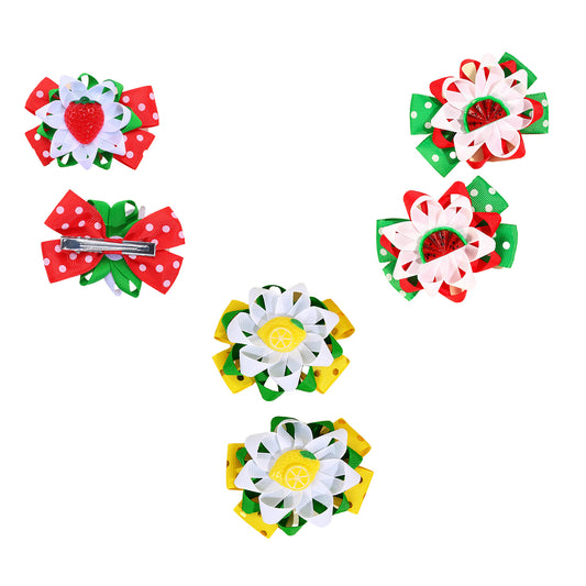 Summer Fruit Bow Hair Clips Kids Ribbon Headbands For Girls