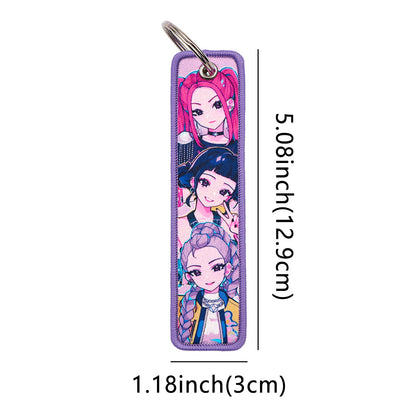 Kpop Demon Hunters Woven Keychain Anime Fabric Bag Charm Accessory