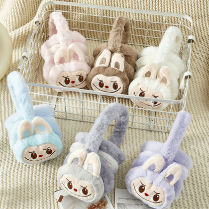 Labubu Solid Color Fuzzy Ear Muffs Warm Plush Earmuffs Cozy Frost-Proof Ear Warmers