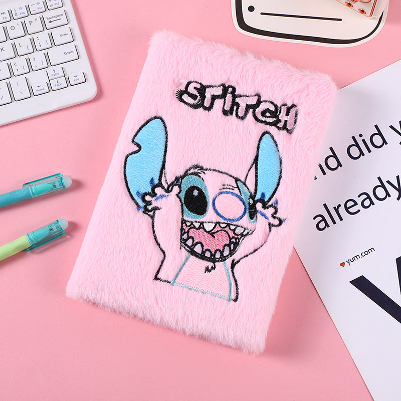 Cat Embroidery Plush Notebook Candy Color Diary for Kids Students & Office Notes