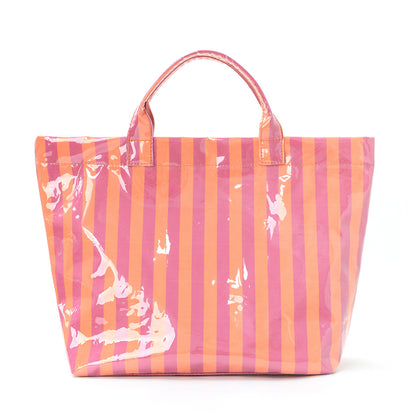 Large Striped Tote Bag – Lightweight PVC Shoulder Bag for Travel, Work & Daily Use