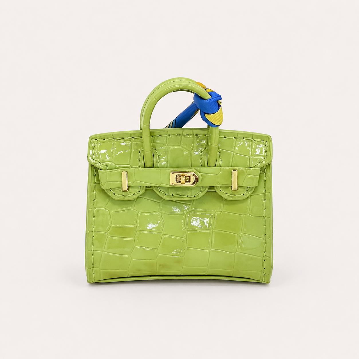 Mini Crocodile Embossed Bag Charm Faux Leather Purse Keychain Pendant for Handbags & Backpacks