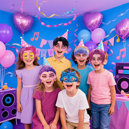 K-Pop Demon Hunters Party Photo Props Paper Half Face Masks for Makeup Party, Cosplay & Fun Group Events