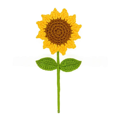 Handmade Crochet Sunflower &Smiley Face Colorful Yarn Knitted Flower Gift (Single Stem)