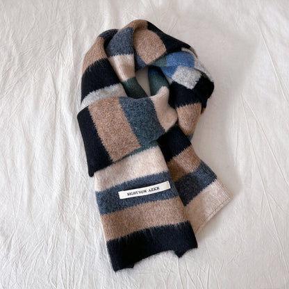 Multicolor Stripe Scarf, Soft Knit Winter Scarf for Women