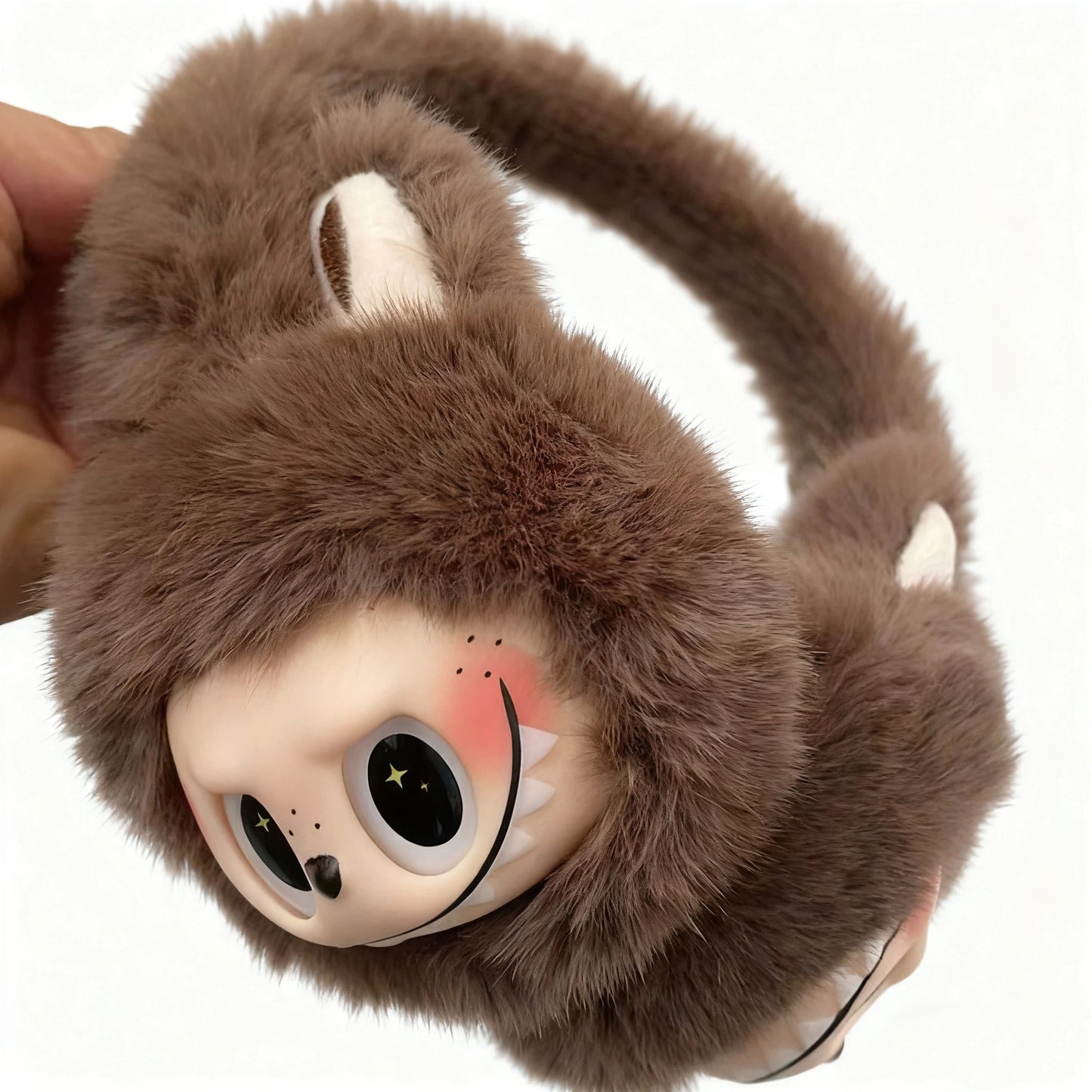 Winter Vinyl Labubu Tie Dyed Fuzzy Ear Muffs Warm Plush Earmuffs  Cozy Frost-Proof Ear Warmers