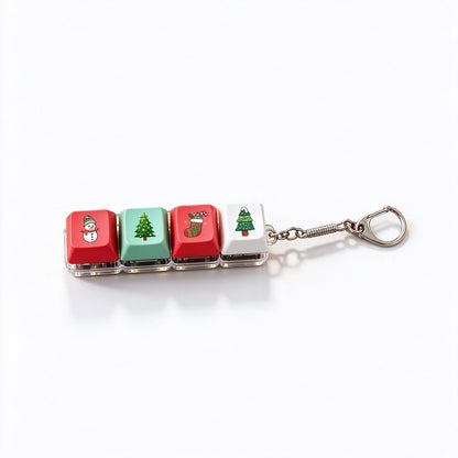 Christmas Gift Fidget Keychain Button Pressable Stress Relief Bag Charm