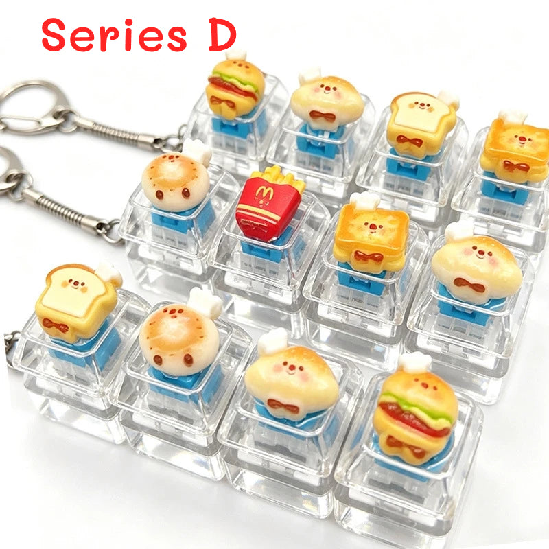 Mini Food Mechanical Key Fidget Toy – Handmade Resin Charms