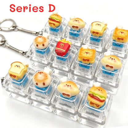 Mini Food Mechanical Key Fidget Toy – Handmade Resin Charms