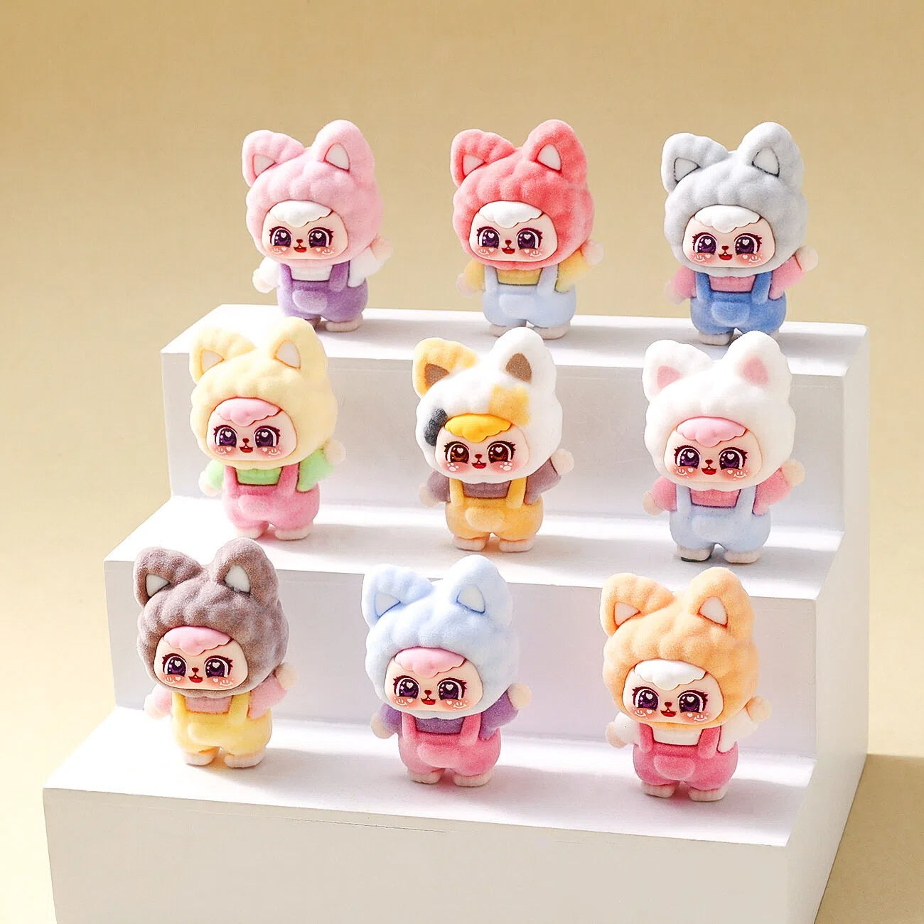 Bunny Capybara Baby-three Flocked Mini Figurine Desktop Ornament Car Decoration Collectible Toy